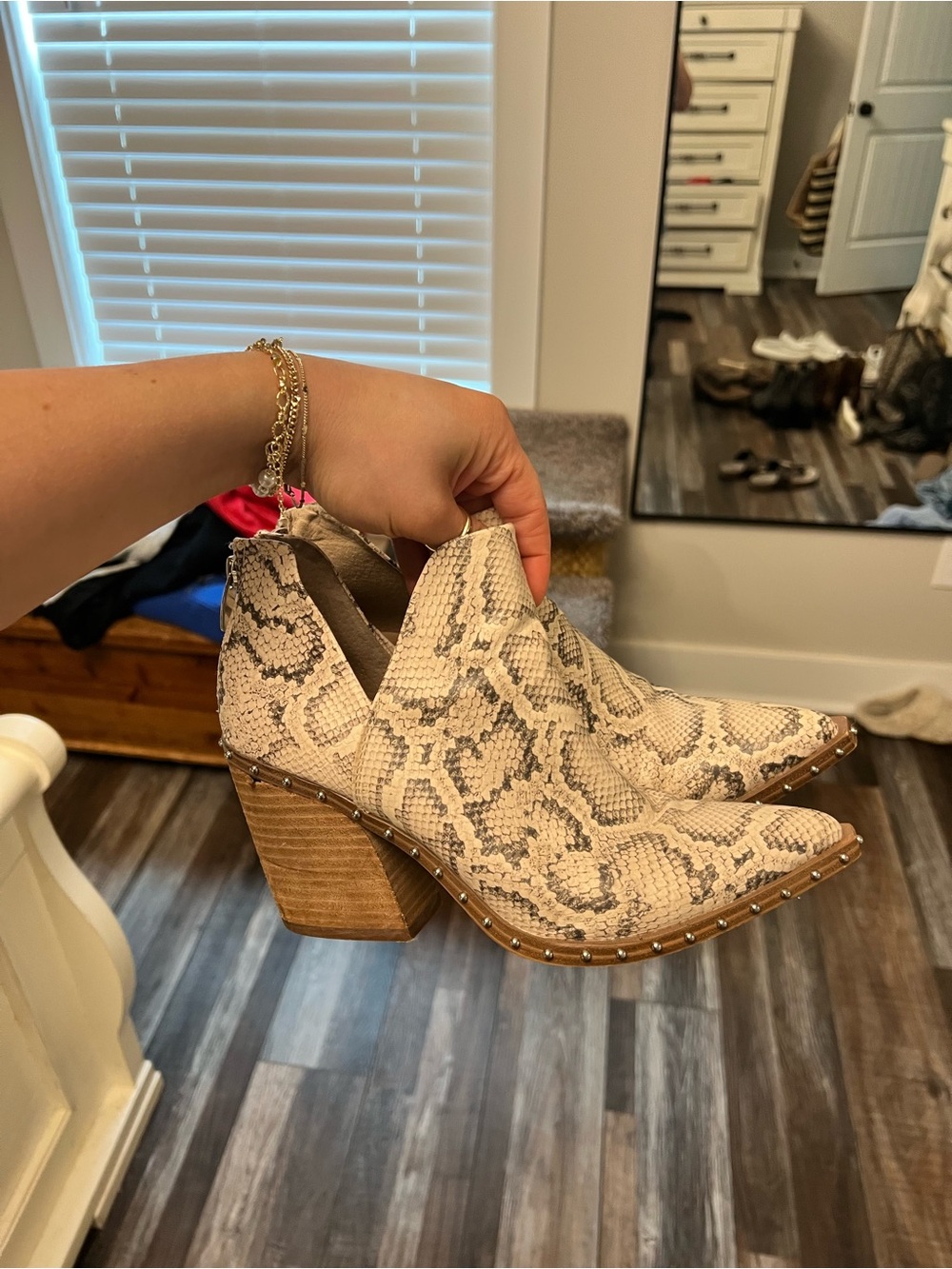 Steve Madden Beige Snake-Print Pointed Western Booties